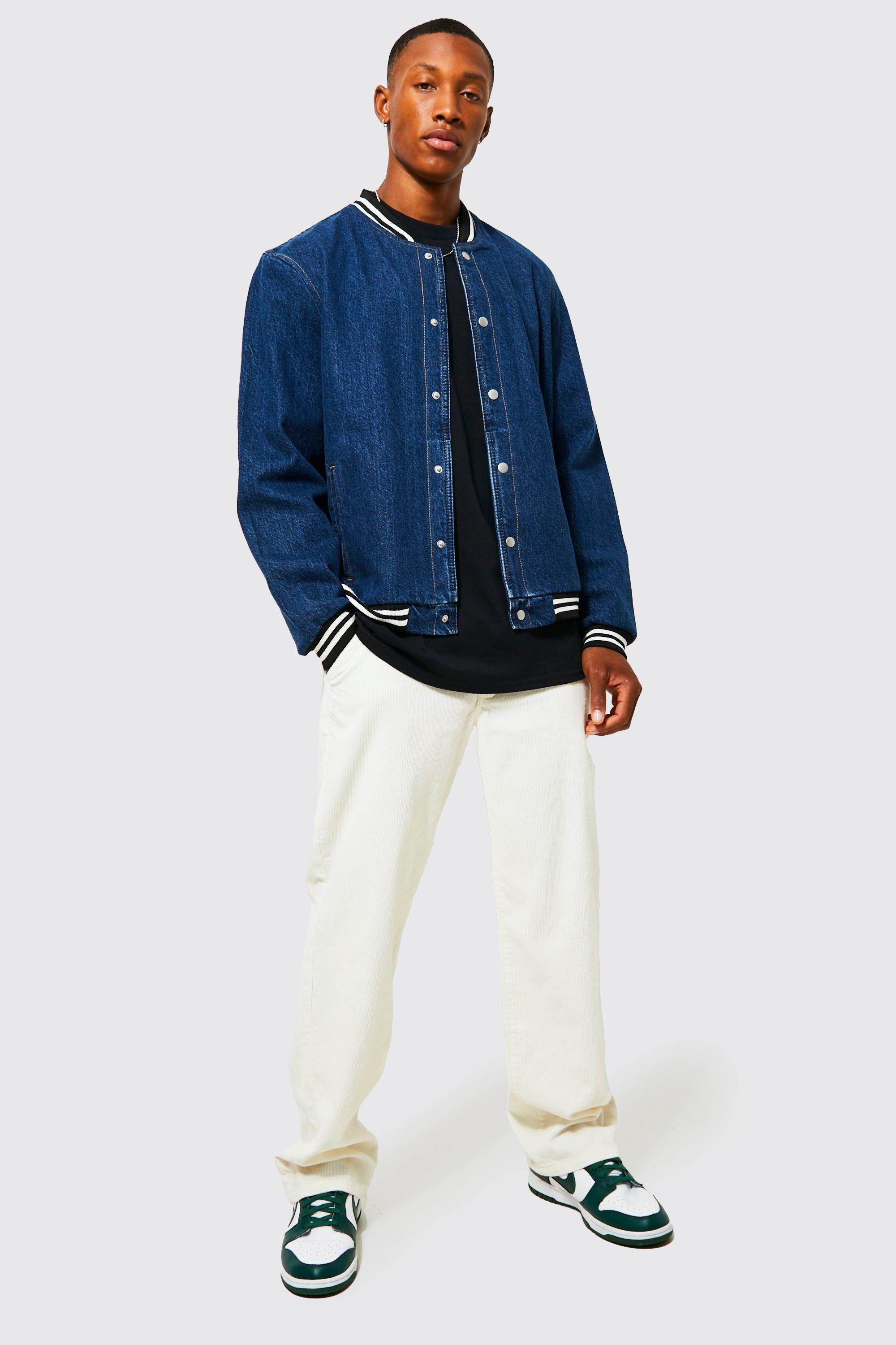 Oversized Denim Bomber Jacket boohoo